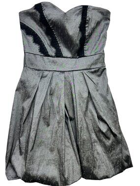 Estam Youth Strapless Sweetheart Cocktail Mini Dress Side Zip Sz L Silver Gray